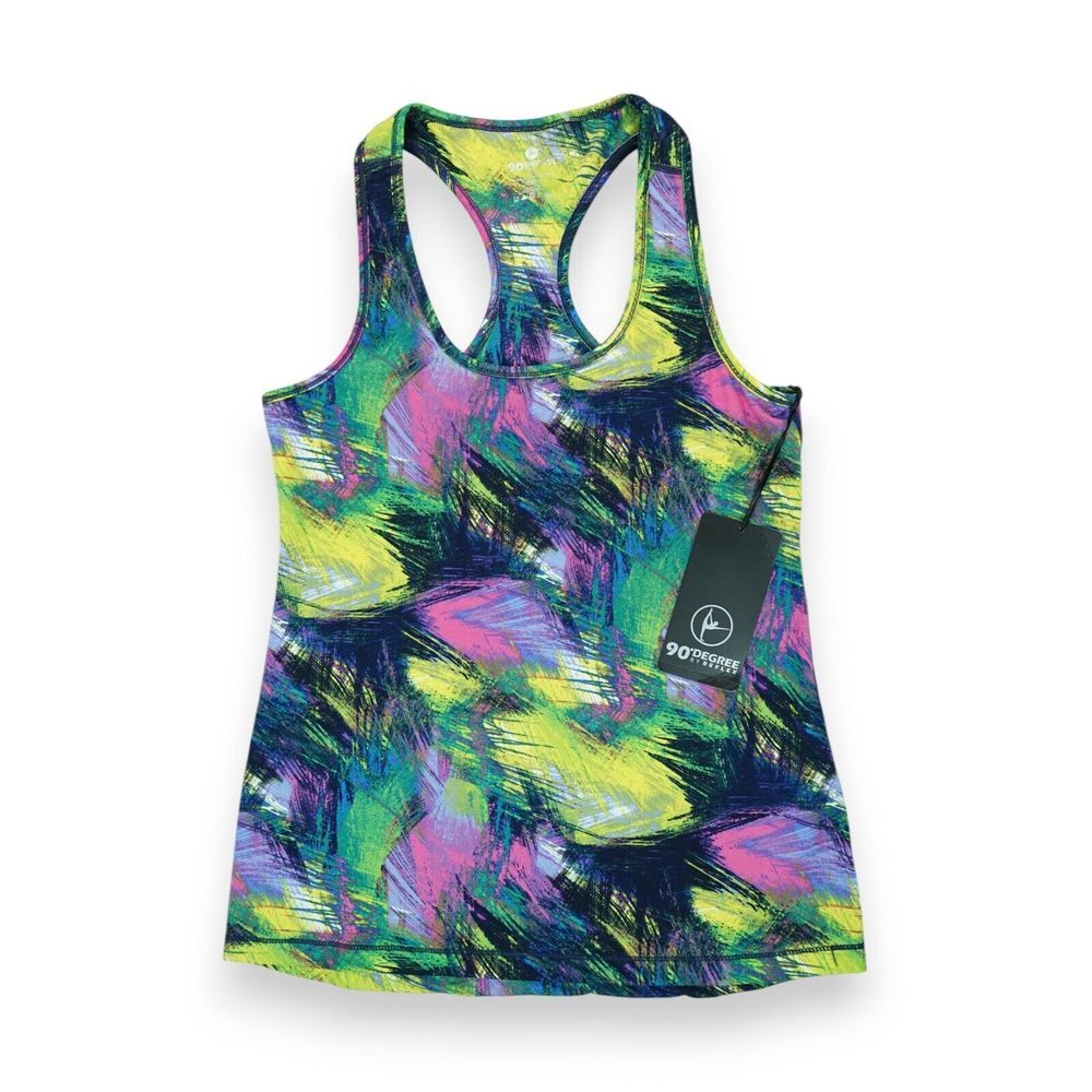 NWT 90 Degree by Reflex Women's Sleeveless Tank Top Mixed Vivid Pattern XL‎